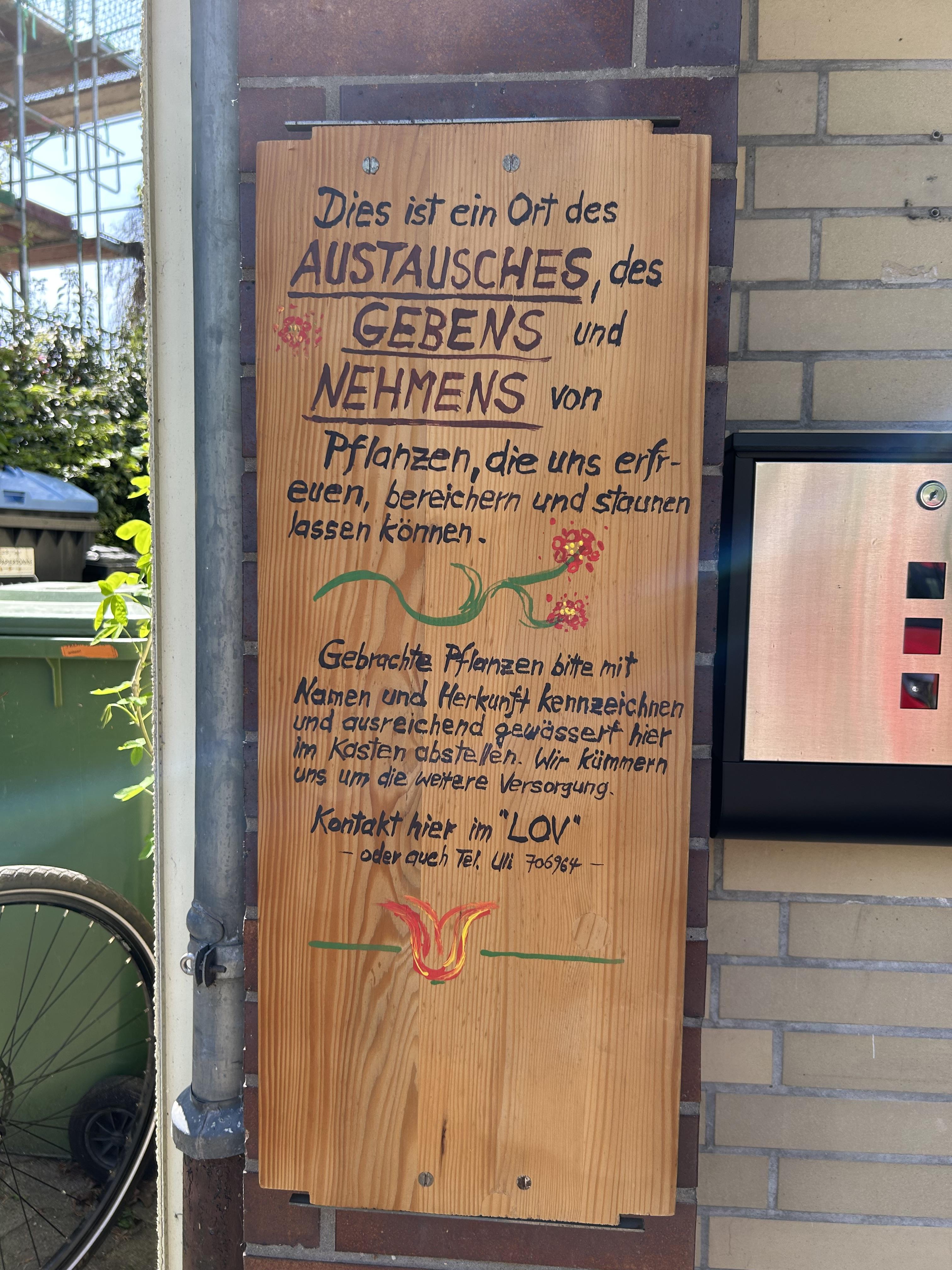 Erklärung zur Pflanzenbörse am LOV